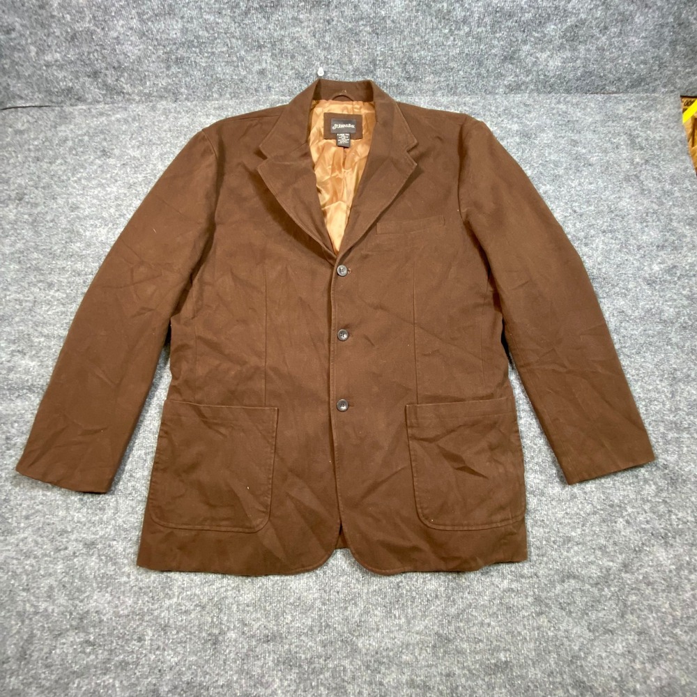 St Johns Bay Mens XL Tall Brown Cotton Twill 3 Button Casual Blazer Sport Coat